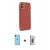 MARSİLYAN™- iPhone 11 Kılıf Yankı Serisi - Siyah Bilvis 3D Cam Ekran Koruyucu + Neon Fosforlu Kamera Lens - MI