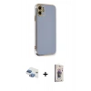 MARSİLYAN™- iPhone 11 Kılıf Yankı Serisi - Siyah Bilvis 3D Cam Ekran Koruyucu + Pers Alüminyum Kamera Lens - GI