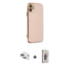 MARSİLYAN™- iPhone 11 Kılıf Yankı Serisi - Siyah Bilvis 3D Cam Ekran Koruyucu + Pers Alüminyum Kamera Lens - YL