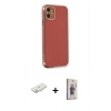 MARSİLYAN™- iPhone 11 Kılıf Yankı Serisi - Siyah Bilvis 3D Cam Ekran Koruyucu + Renkli Kamera Lens Koruma Cam - YL