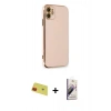 MARSİLYAN™- iPhone 11 Kılıf Yankı Serisi - Siyah Bilvis 3D Mat Cam Ekran Koruyucu + Rainbow Kamera Lens Koruma Cam - KI