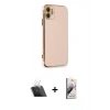MARSİLYAN™- iPhone 11 Kılıf Yankı Serisi - Siyah Bilvis 3D Mat Cam Ekran Koruyucu + Kamera Lens Koruma Cam - SF