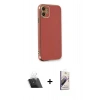 MARSİLYAN™- iPhone 11 Kılıf Yankı Serisi - Siyah Bilvis 3D Mat Cam Ekran Koruyucu + Kamera Lens Koruma Cam - SF