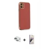 MARSİLYAN™- iPhone 11 Kılıf Yankı Serisi - Siyah Bilvis 3D Mat Cam Ekran Koruyucu + Pers Alüminyum Kamera Lens - YL