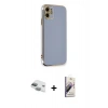 MARSİLYAN™- iPhone 11 Kılıf Yankı Serisi - Siyah Bilvis 3D Mat Cam Ekran Koruyucu + Pers Alüminyum Kamera Lens - YL