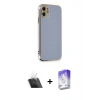 MARSİLYAN™- iPhone 11 Kılıf Yankı Serisi - Siyah Bilvis 5in1 3D Magic Cam Ekran Koruyucu + Kamera Lens Koruma Cam - SF