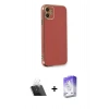 MARSİLYAN™- iPhone 11 Kılıf Yankı Serisi - Siyah Bilvis 5in1 3D Magic Cam Ekran Koruyucu + Kamera Lens Koruma Cam - SF