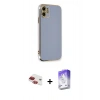 MARSİLYAN™- iPhone 11 Kılıf Yankı Serisi - Siyah Bilvis 5in1 3D Magic Cam Ekran Koruyucu + Kırmızı Pers Alüminyum Kamera Lens