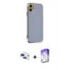 MARSİLYAN™- iPhone 11 Kılıf Yankı Serisi - Siyah Bilvis 5in1 3D Magic Cam Ekran Koruyucu + Pers Alüminyum Kamera Lens - LT