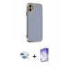 MARSİLYAN™- iPhone 11 Kılıf Yankı Serisi - Siyah Bilvis 5in1 3D Magic Cam Ekran Koruyucu + Pers Alüminyum Kamera Lens - GI