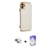 MARSİLYAN™- iPhone 11 Kılıf Yankı Serisi - Siyah Bilvis 5in1 3D Magic Cam Ekran Koruyucu + Pers Alüminyum Kamera Lens - LT