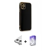 MARSİLYAN™- iPhone 11 Kılıf Yankı Serisi - Siyah Bilvis 5in1 3D Magic Cam Ekran Koruyucu + Raze Metal Kamera Lens - GS