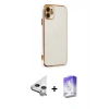 MARSİLYAN™- iPhone 11 Kılıf Yankı Serisi - Siyah Bilvis 5in1 3D Magic Cam Ekran Koruyucu + Raze Metal Kamera Lens - GS