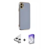 MARSİLYAN™- iPhone 11 Kılıf Yankı Serisi - Siyah Bilvis 5in1 3D Magic Cam Ekran Koruyucu + Raze Metal Kamera Lens - GS