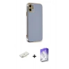 MARSİLYAN™- iPhone 11 Kılıf Yankı Serisi - Siyah Bilvis 5in1 3D Magic Cam Ekran Koruyucu + Sarı Renkli Kamera Lens Koruma Cam