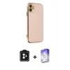 MARSİLYAN™- iPhone 11 Kılıf Yankı Serisi - Siyah Bilvis 5in1 3D Magic Cam Ekran Koruyucu + PVD Metal Kamera Lens - SH