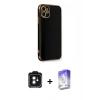 MARSİLYAN™- iPhone 11 Kılıf Yankı Serisi - Siyah Bilvis 5in1 3D Magic Cam Ekran Koruyucu + PVD Metal Kamera Lens - SH