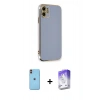 MARSİLYAN™- iPhone 11 Kılıf Yankı Serisi - Siyah Bilvis 5in1 3D Magic Cam Ekran Koruyucu + Neon Fosforlu Kamera Lens - TU