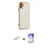 MARSİLYAN™- iPhone 11 Kılıf Yankı Serisi - Siyah Bilvis 5in1 3D Magic Cam Ekran Koruyucu + Renkli Kamera Lens Koruma Cam - TU