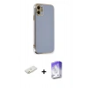 MARSİLYAN™- iPhone 11 Kılıf Yankı Serisi - Siyah Bilvis 5in1 3D Magic Cam Ekran Koruyucu + Renkli Kamera Lens Koruma Cam - TU