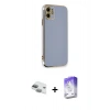 MARSİLYAN™- iPhone 11 Kılıf Yankı Serisi - Siyah Bilvis 5in1 3D Magic Cam Ekran Koruyucu + Pers Alüminyum Kamera Lens - YL