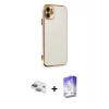MARSİLYAN™- iPhone 11 Kılıf Yankı Serisi - Siyah Bilvis 5in1 3D Magic Cam Ekran Koruyucu + Pers Alüminyum Kamera Lens - YL