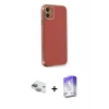MARSİLYAN™- iPhone 11 Kılıf Yankı Serisi - Siyah Bilvis 5in1 3D Magic Cam Ekran Koruyucu + Pers Alüminyum Kamera Lens - YL