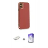 MARSİLYAN™- iPhone 11 Kılıf Yankı Serisi - Siyah Bilvis 5in1 3D Magic Cam Ekran Koruyucu + Renkli Kamera Lens Koruma Cam - YL