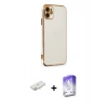 MARSİLYAN™- iPhone 11 Kılıf Yankı Serisi - Siyah Bilvis 5in1 3D Magic Cam Ekran Koruyucu + Renkli Kamera Lens Koruma Cam - YL
