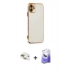 MARSİLYAN™- iPhone 11 Kılıf Yankı Serisi - Siyah Bilvis 5in1 5D Magic Hayalet Cam Ekran Koruyucu + Pers Alüminyum Kamera Lens - GD