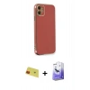 MARSİLYAN™- iPhone 11 Kılıf Yankı Serisi - Siyah Bilvis 5in1 5D Magic Hayalet Cam Ekran Koruyucu + Rainbow Kamera Lens Koruma Cam - KI