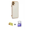 MARSİLYAN™- iPhone 11 Kılıf Yankı Serisi - Siyah Bilvis 5in1 5D Magic Hayalet Cam Ekran Koruyucu + Rainbow Kamera Lens Koruma Cam - KI