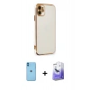 MARSİLYAN™- iPhone 11 Kılıf Yankı Serisi - Siyah Bilvis 5in1 5D Magic Hayalet Cam Ekran Koruyucu + Neon Fosforlu Kamera Lens - MI