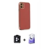 MARSİLYAN™- iPhone 11 Kılıf Yankı Serisi - Siyah Bilvis 5in1 5D Magic Hayalet Cam Ekran Koruyucu + PVD Metal Kamera Lens - MI