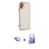 MARSİLYAN™- iPhone 11 Kılıf Yankı Serisi - Siyah Bilvis 5in1 5D Magic Hayalet Cam Ekran Koruyucu + Pers Alüminyum Kamera Lens - LT