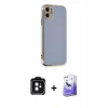 MARSİLYAN™- iPhone 11 Kılıf Yankı Serisi - Siyah Bilvis 5in1 5D Magic Hayalet Cam Ekran Koruyucu + PVD Metal Kamera Lens - SH