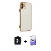 MARSİLYAN™- iPhone 11 Kılıf Yankı Serisi - Siyah Bilvis 5in1 5D Magic Hayalet Cam Ekran Koruyucu + PVD Metal Kamera Lens - SH