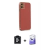 MARSİLYAN™- iPhone 11 Kılıf Yankı Serisi - Siyah Bilvis 5in1 5D Magic Hayalet Cam Ekran Koruyucu + PVD Metal Kamera Lens - SH