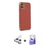 MARSİLYAN™- iPhone 11 Kılıf Yankı Serisi - Siyah Bilvis 5in1 5D Magic Hayalet Cam Ekran Koruyucu + Raze Metal Kamera Lens - GS