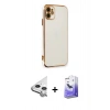 MARSİLYAN™- iPhone 11 Kılıf Yankı Serisi - Siyah Bilvis 5in1 5D Magic Hayalet Cam Ekran Koruyucu + Raze Metal Kamera Lens - GS
