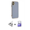 MARSİLYAN™- iPhone 11 Kılıf Yankı Serisi - Siyah Bilvis 5in1 5D Magic Hayalet Cam Ekran Koruyucu + Raze Metal Kamera Lens - GS