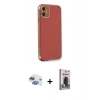 MARSİLYAN™- iPhone 11 Kılıf Yankı Serisi - Siyah Bilvis Hayalet Cam Ekran Koruyucu + Pers Alüminyum Kamera Lens - GI