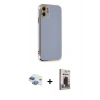 MARSİLYAN™- iPhone 11 Kılıf Yankı Serisi - Siyah Bilvis Hayalet Cam Ekran Koruyucu + Pers Alüminyum Kamera Lens - GI