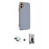 MARSİLYAN™- iPhone 11 Kılıf Yankı Serisi - Siyah Bilvis Hayalet Cam Ekran Koruyucu + Pers Alüminyum Kamera Lens - LT