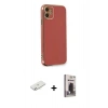 MARSİLYAN™- iPhone 11 Kılıf Yankı Serisi - Siyah Bilvis Hayalet Cam Ekran Koruyucu + Renkli Kamera Lens Koruma Cam - SI