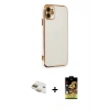 MARSİLYAN™- iPhone 11 Kılıf Yankı Serisi - Siyah Buffer Cam Ekran Koruyucu + Pers Alüminyum Kamera Lens - GD