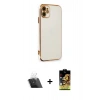 MARSİLYAN™- iPhone 11 Kılıf Yankı Serisi - Siyah Buffer Cam Ekran Koruyucu + Kamera Lens Koruma Cam - SF