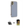 MARSİLYAN™- iPhone 11 Kılıf Yankı Serisi - Siyah Buffer Cam Ekran Koruyucu + Kamera Lens Koruma Cam - SF