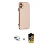 MARSİLYAN™- iPhone 11 Kılıf Yankı Serisi - Siyah Buffer Cam Ekran Koruyucu + Lacivert Pers Alüminyum Kamera Lens