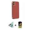 MARSİLYAN™- iPhone 11 Kılıf Yankı Serisi - Siyah Buffer Cam Ekran Koruyucu + Raze Metal Kamera Lens - MI